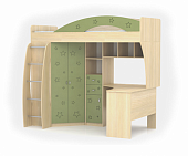 Шкаф-кровать Звездочка МДФ правая (Липа светлана/Зеленый)